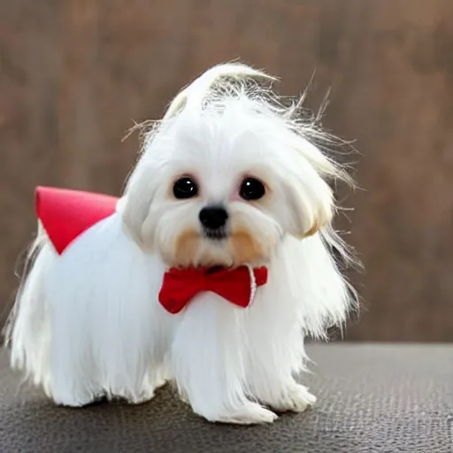 Image similar to cute little anthropomorphic maltese terrier like a gandalf the white