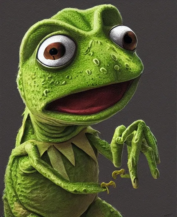 Image similar to portrait of Kermit the frog from Hereditary (2018), intricate, highly detailed, centered, artstation, concept art, smooth, sharp focus, illustration, bokeh art by artgerm and donato giancola and Joseph Christian Leyendecker