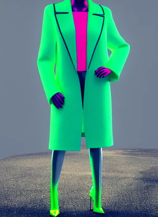 Image similar to coat for a rave, bright colors, many details, prints, photo for a magazine, photo for a store, fashion photography, Vogue, 135 mm, cinematic, hyper realism, high detail, octane render, 8k, chrome accents