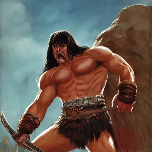 Image similar to conan the barbarian by frank frazzetta