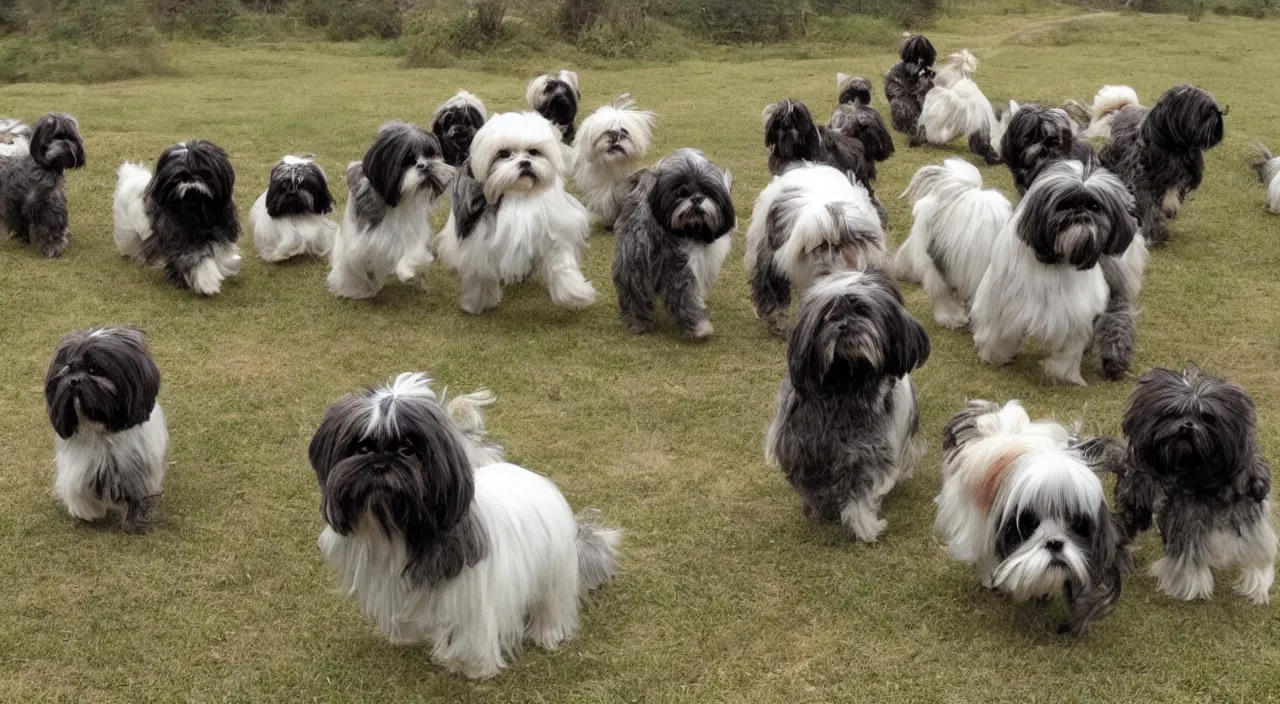 Image similar to A Herd of Shih Tzu Invade, An Lovecraftian Alien Planet