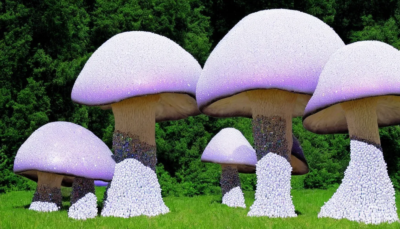 Image similar to giant mushroom made out of crystals