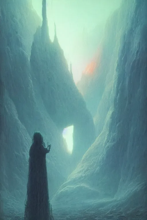 Image similar to 🌈, dreamlike, psychedelic, otherworldly, weird, cyberpunk, vaporware, interesting details, volumetric lighting, dramatic, fantasy, by moebius, by zdzisław beksinski, fantasy lut, epic composition, 8 k,