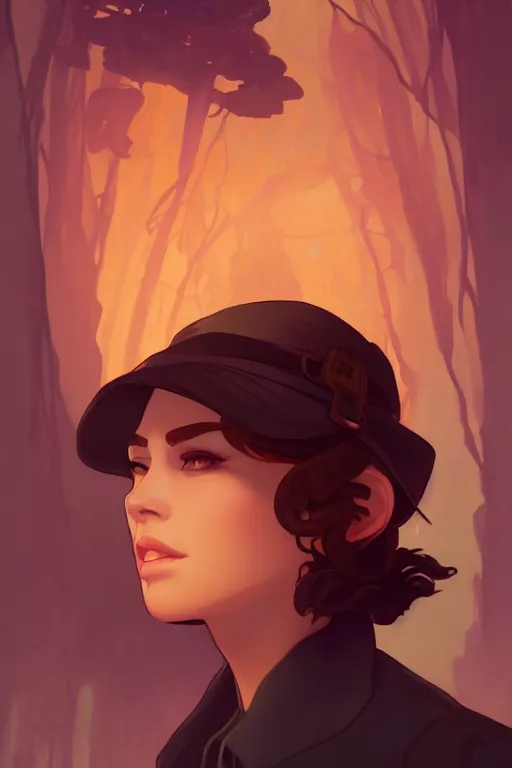 Prompt: portrait of a female indiana jones, stylized, cinematic, ambient lighting, 4 k, lois van baarle, ilya kuvshinov, rossdraws, alphonse mucha, jung gi kim, artstation