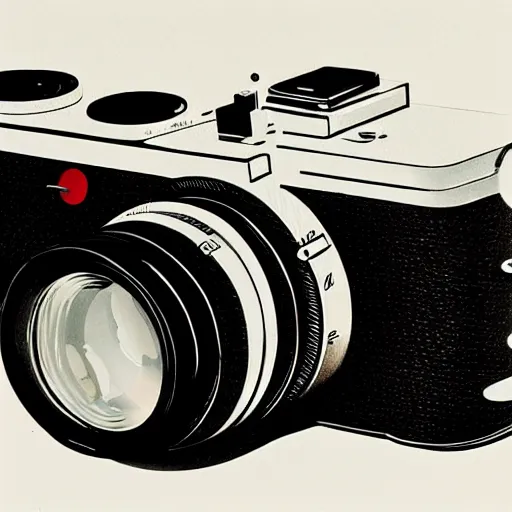 Prompt: Leica rangefinder camera on white background, painted by Syd Mead