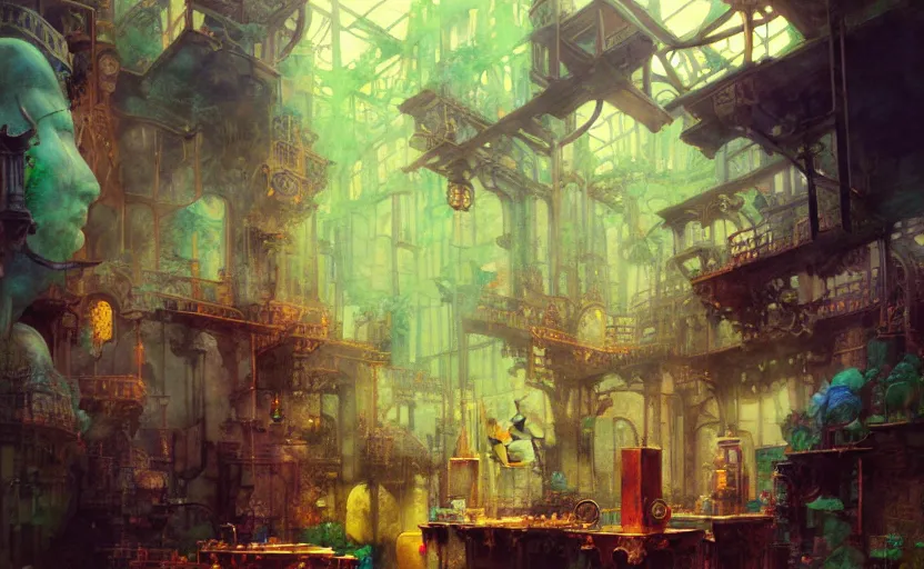 Image similar to alchemy laboratory, fantasy. intricate, amazing composition, colorful watercolor, by ruan jia, by maxfield parrish, by marc simonetti, by hikari shimoda, by robert hubert, by zhang kechun, illustration, gloomy