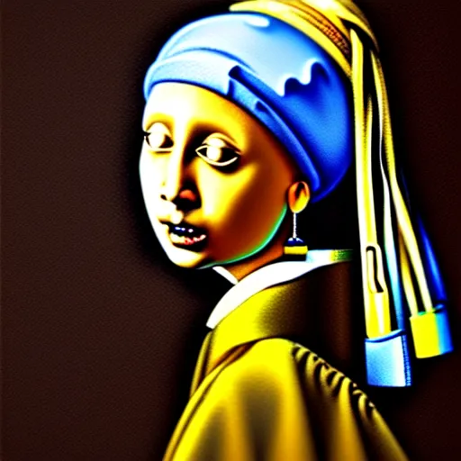 Image similar to portrait of cookie monster as girl with pearl earring