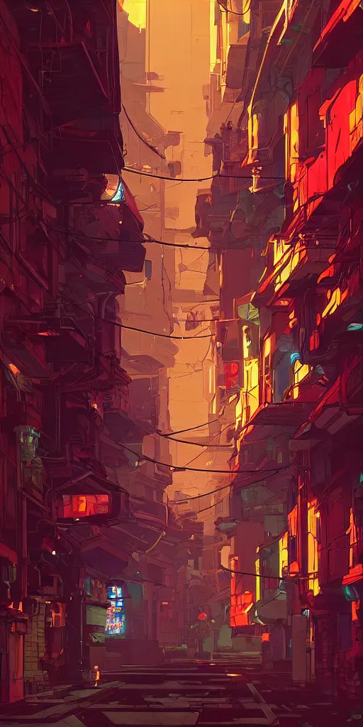 Image similar to cyberpunk alley, detailed, cel shaded, by makoto shinkai and moebius and anton fadeev and james gurney,