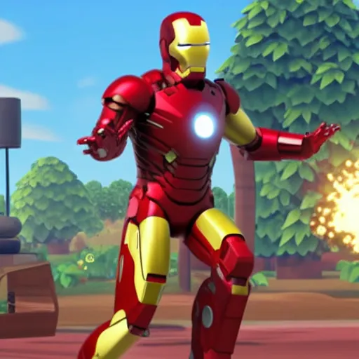 Image similar to Film still of Iron Man, from Animal Crossing: New Horizons (2020 video game)