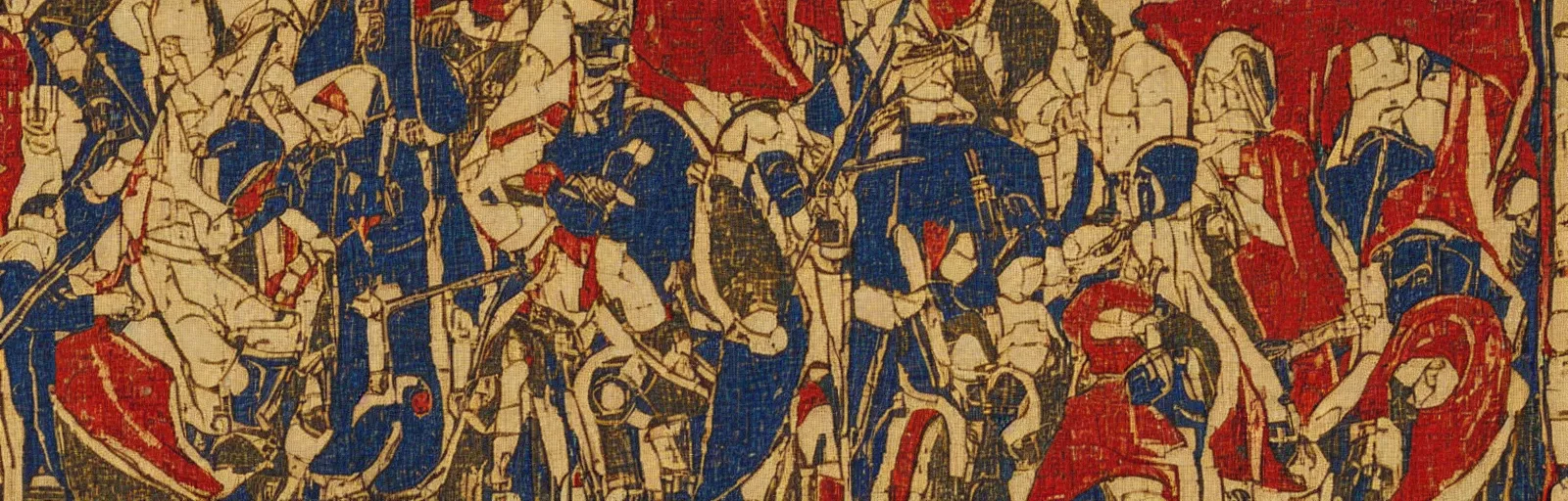 Image similar to a medieval tapestry depicting the star wars saga