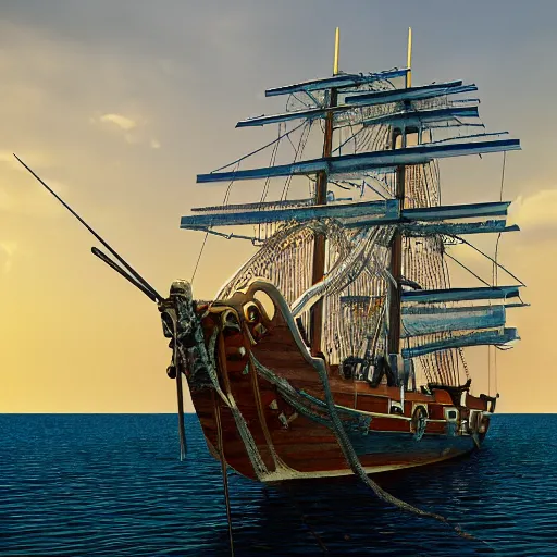 Image similar to 1 9 9 0 s cgi rendering of a pirate ship, high quality, high resolution