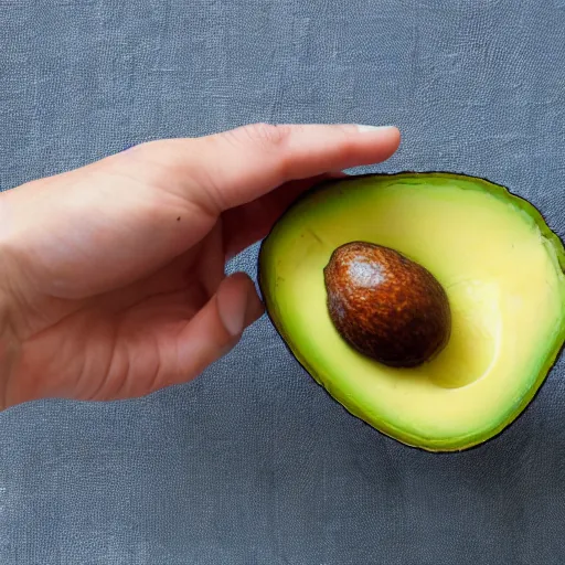 Image similar to photo avocado in hand on neural background