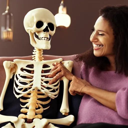 Image similar to A skeleton on a date with my mom