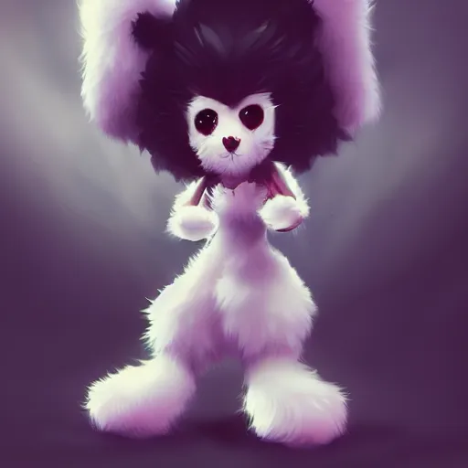 Image similar to cute furry girl with four arms, big fluffy ears, white fur and dark skin, dramatic lighting, cinematic, artstation, anime style