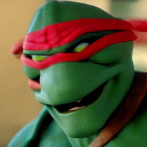 Image similar to film still of michelangelo ( tmnt ) failing his drivers test