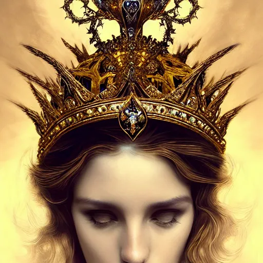 Image similar to elegant king's crown made of wings, delicate, fantasy, intricate, elegant, dramatic lighting, emotionally evoking symbolic metaphor, highly detailed, lifelike, photorealistic, digital painting, artstation, concept art, smooth, sharp focus, illustration, art by John Collier and Albert Aublet and Krenz Cushart and Artem Demura and Alphonse Mucha