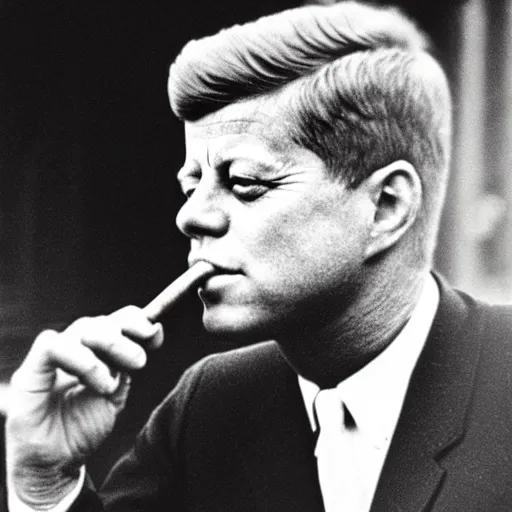 Prompt: jfk smoking a cigar,