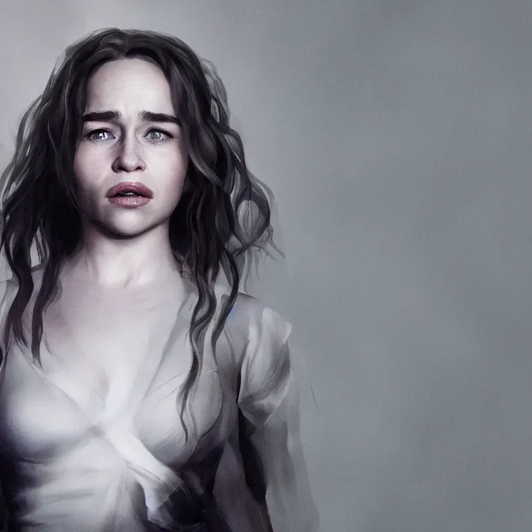 Image similar to ( photo ) ( emilia clarke ) ( looks like ) ( a ghost in the shell ), realism, photorealism, sony a 7 r