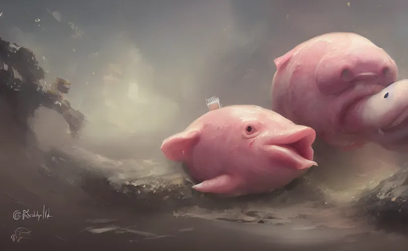 Image similar to A painting of Blobfish Smoothie trending on artstation in the style of Greg Rutkowski