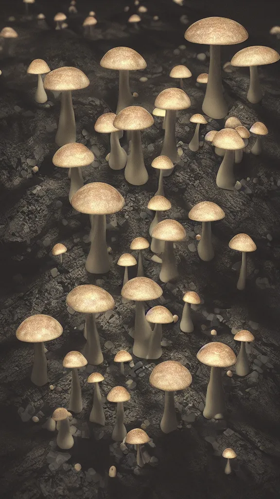 Prompt: “bioluminescent crystal mushrooms, Artstation HQ, photorealistic, hiperrealistic, sharp focus, 4k UHD, Unreal Engine 5, cinematic shot, cinematic lightning, dark tones, high contrast, intricate, mysctical, masterpiece”