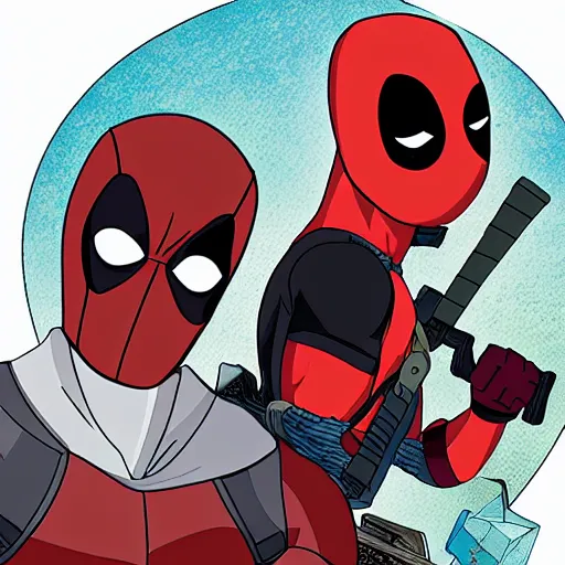 Prompt: Deadpool in regular show 4K quality