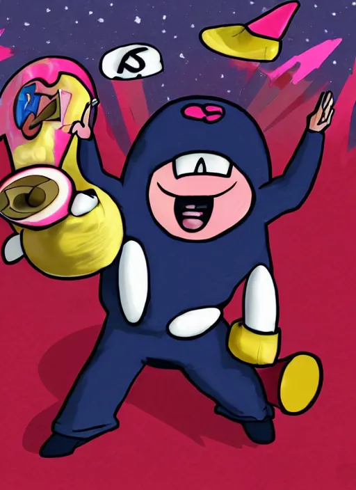 Prompt: A hyper realistic ultra realistic photograph of Alex Jones screaming dressed as kirby by Brandon Hughes , detailed, photorealistic imagery, 8k quality