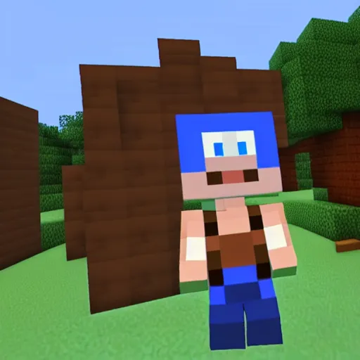 Prompt: a blue villager in minecraft