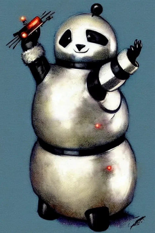 Image similar to ( ( ( ( ( 1 9 5 0 s retro future robot android aluminum panda snowman. muted colors. ) ) ) ) ) by jean - baptiste monge!!!!!!!!!!!!!!!!!!!!!!!!!!!!!!