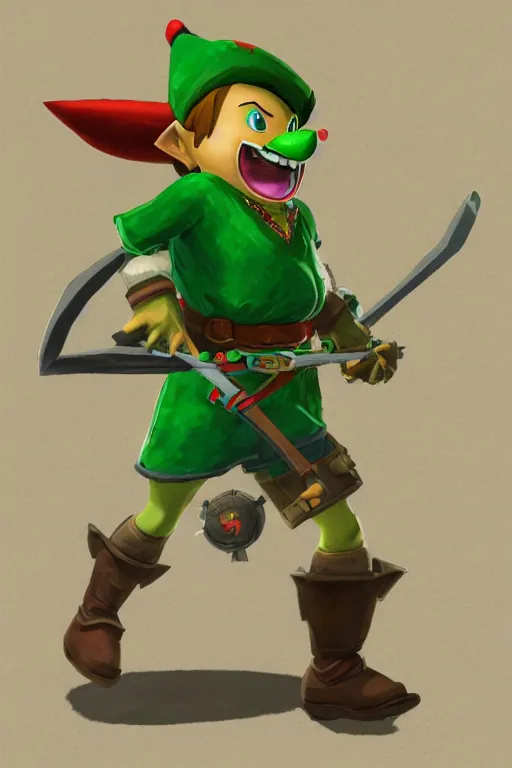 Image similar to an in game portrait of tingle from the legend of zelda breath of the wild, breath of the wild art style.