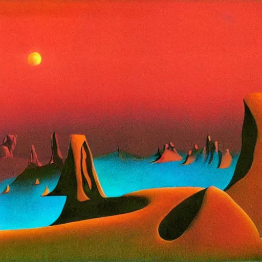 Image similar to martian landscape by Roger Dean