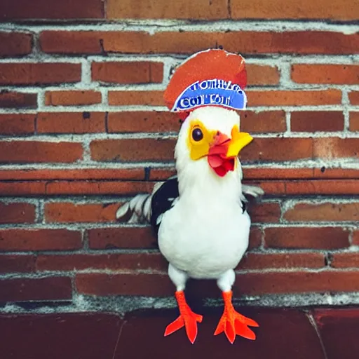 Image similar to photography cute chicken dressed as an inmate