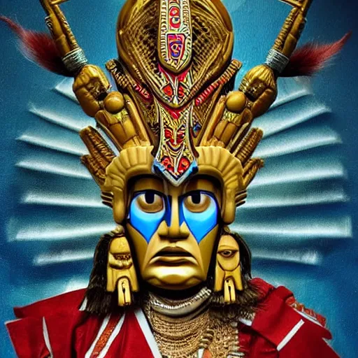 Image similar to elegant portrait of donald trump dressed as an aztec god, 8 k, very detailed, very intricate,