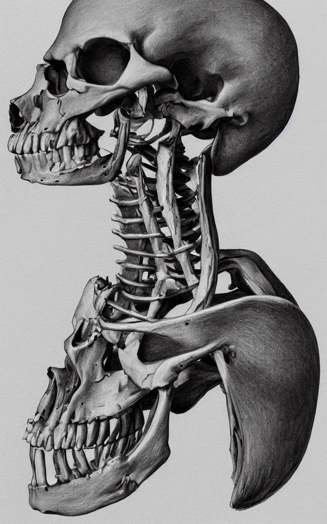 Prompt: portrait of a man with a skeletal beak, anatomical drawing, dynamic composition, dramatic lighting, hyperrealistic, ultra detailed