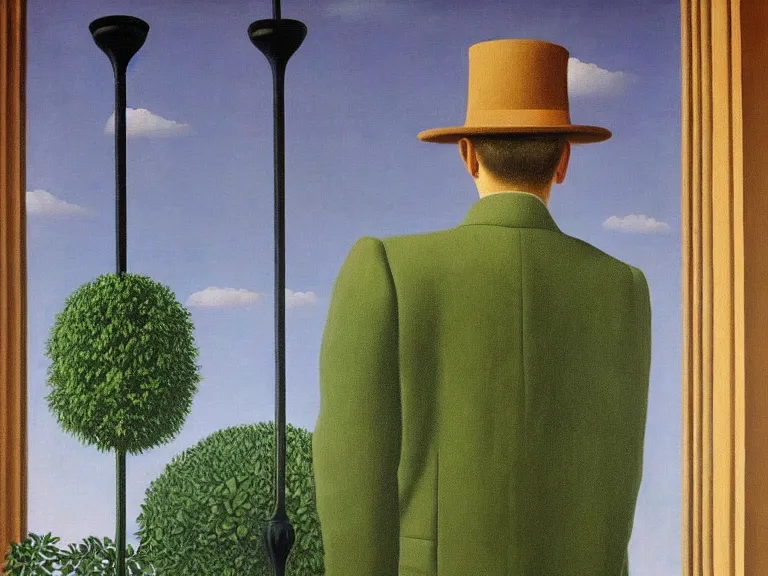 Image similar to beautiful painting by rene magritte, high detail, high resolution