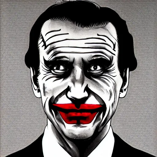 Image similar to portrait of joe biden as the joker, symmetrical, nikon 3 5 mm photography, ultrarealistic