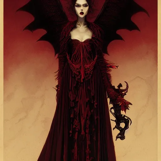 Image similar to gustave dore beautiful desirable vampire girl with ivory skull wings with some crimson, black background, beautifully lit, hyperdetailed, lighting, featured on artstation, by james jean, moebius, cory loftis, craig mullins, rutkowski, mucha klimt and tom bagshaw, 4 k, micro details