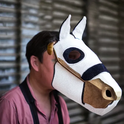 Image similar to man wearing horse head mask