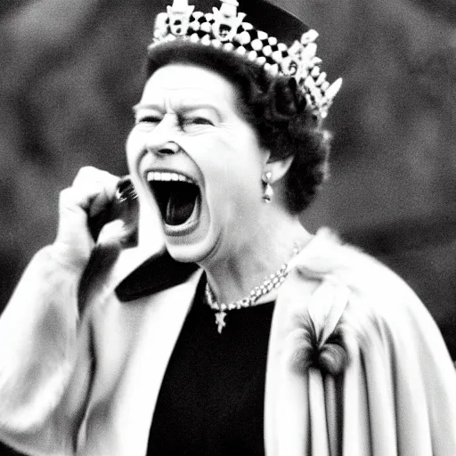 Prompt: queen elizabeth screaming