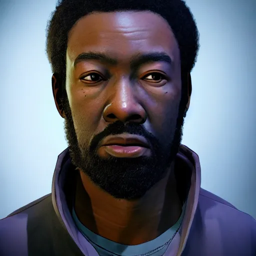 Prompt: portrait art of lee everett from game the walking dead by telltale games, 8 k ultra realistic, lens flare, atmosphere, glow, detailed, intricate, full of colour, led lighting, 4 k, hyperrealistic, focused, extreme details, unreal engine 5, masterpiece
