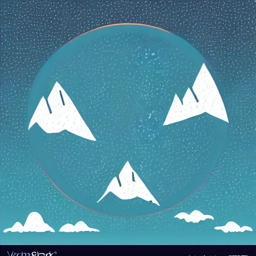 Prompt: Mountains inside a circle, vector image