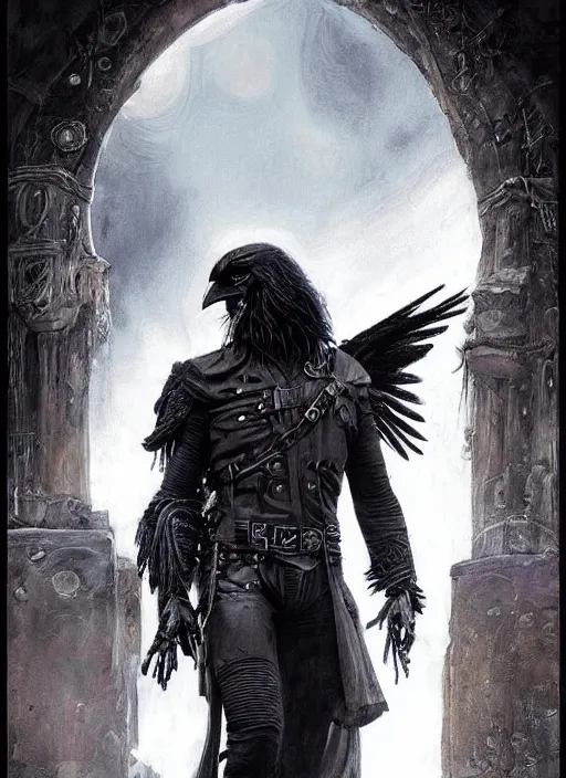 Image similar to digital _ painting _ of _ the crow _ by _ filipe _ pagliuso _ and _ justin _ gerard _ symmetric _ fantasy _ highly _ detailed _ realistic _ intricate _ port