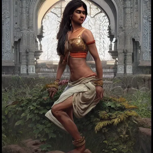 Prompt: indian woman doing push ups, ultra realistic, concept art, intricate details, highly detailed, photorealistic, octane render, 8 k, unreal engine. art by artgerm and greg rutkowski and alphonse mucha