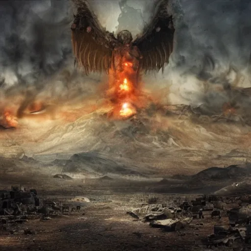 Prompt: the desolate aftermath of the war between heaven and hell