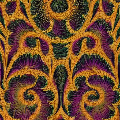 Image similar to highly detailed painting of a baroque pattern by ernst haeckel, by escher, islamic, bright pastel colors