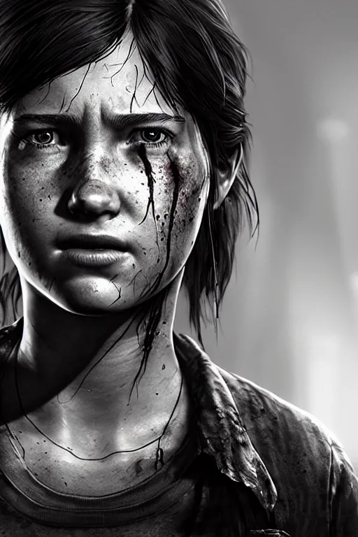 Image similar to ultra realistic facial portrait of ellie from the last of us part 2, digital art, character portrait, highly detailed, trending on artstation, lens flare, atmosphere, hyper realistic, cinematic lightning, sharp focus, unreal engine 5, extreme details perfect face, pretty face, fine - face, illustration, 8 k, ultra texture, masterpiece