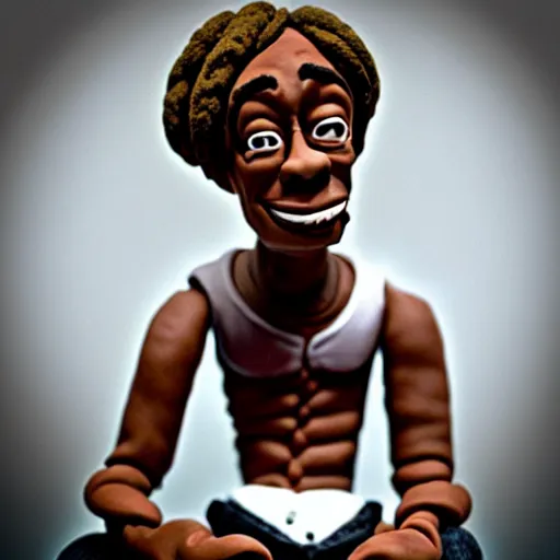 Image similar to wiz khalifa, made of clay, claymation