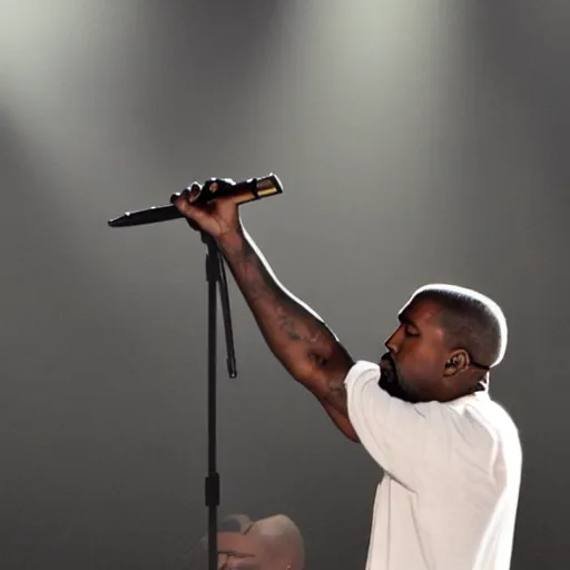 Image similar to kanye west performing a concert in a mcdonalds playplace