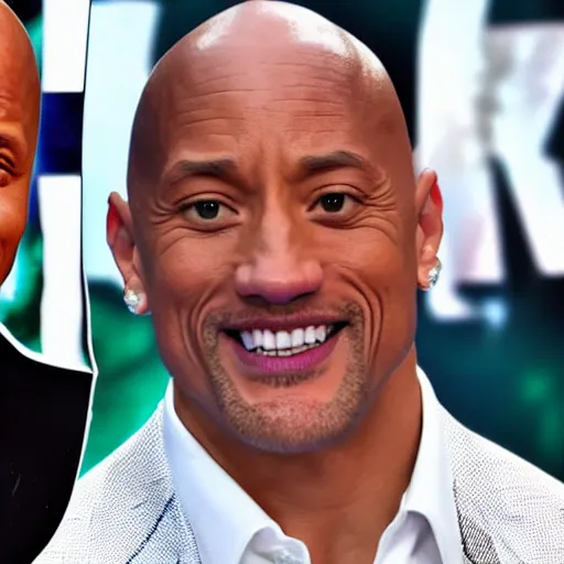 Image similar to dwayne johnson slaps will smith after saying a joke about jada smith bald head