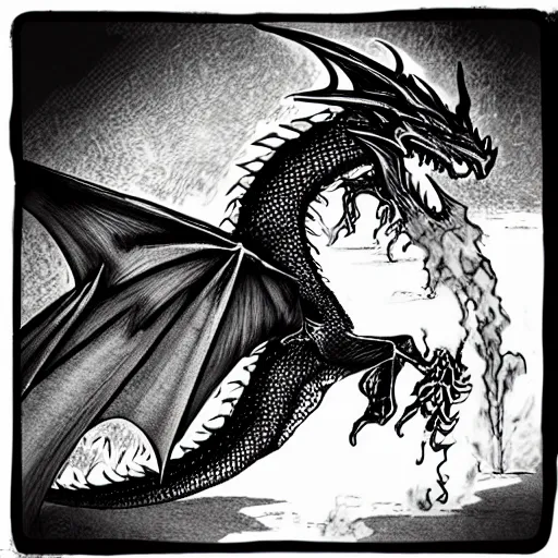 Image similar to “fire breathing dragon, manga style”