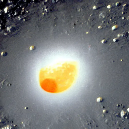 Prompt: telescope picture of the moon cracking like an egg